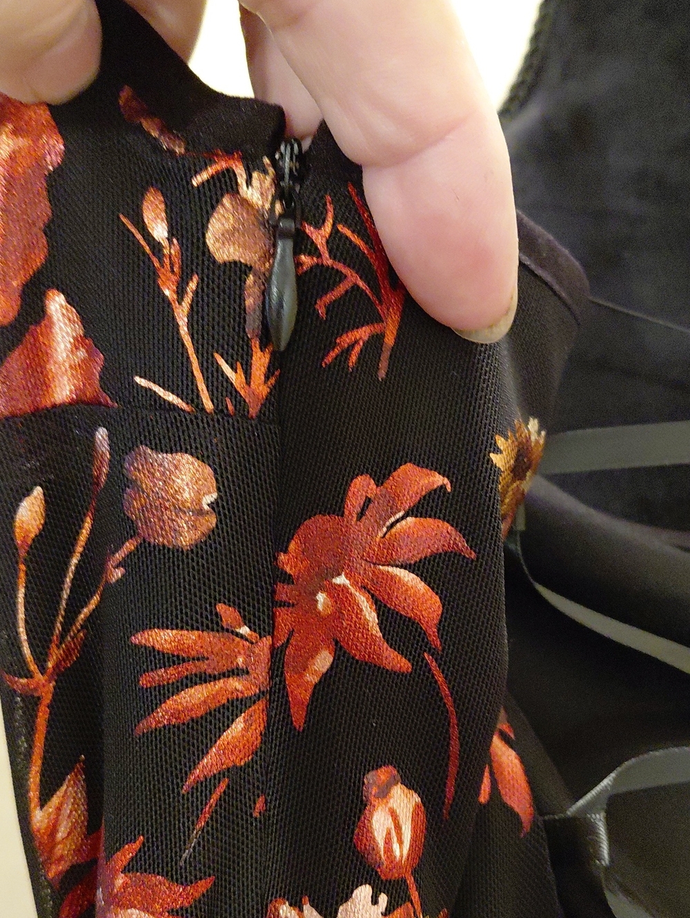 DOLLSKILL CURRENT MOOD MAXI XXL Black Slip Dress with Burnt Orange Floral Print - Picture 8 of 16
